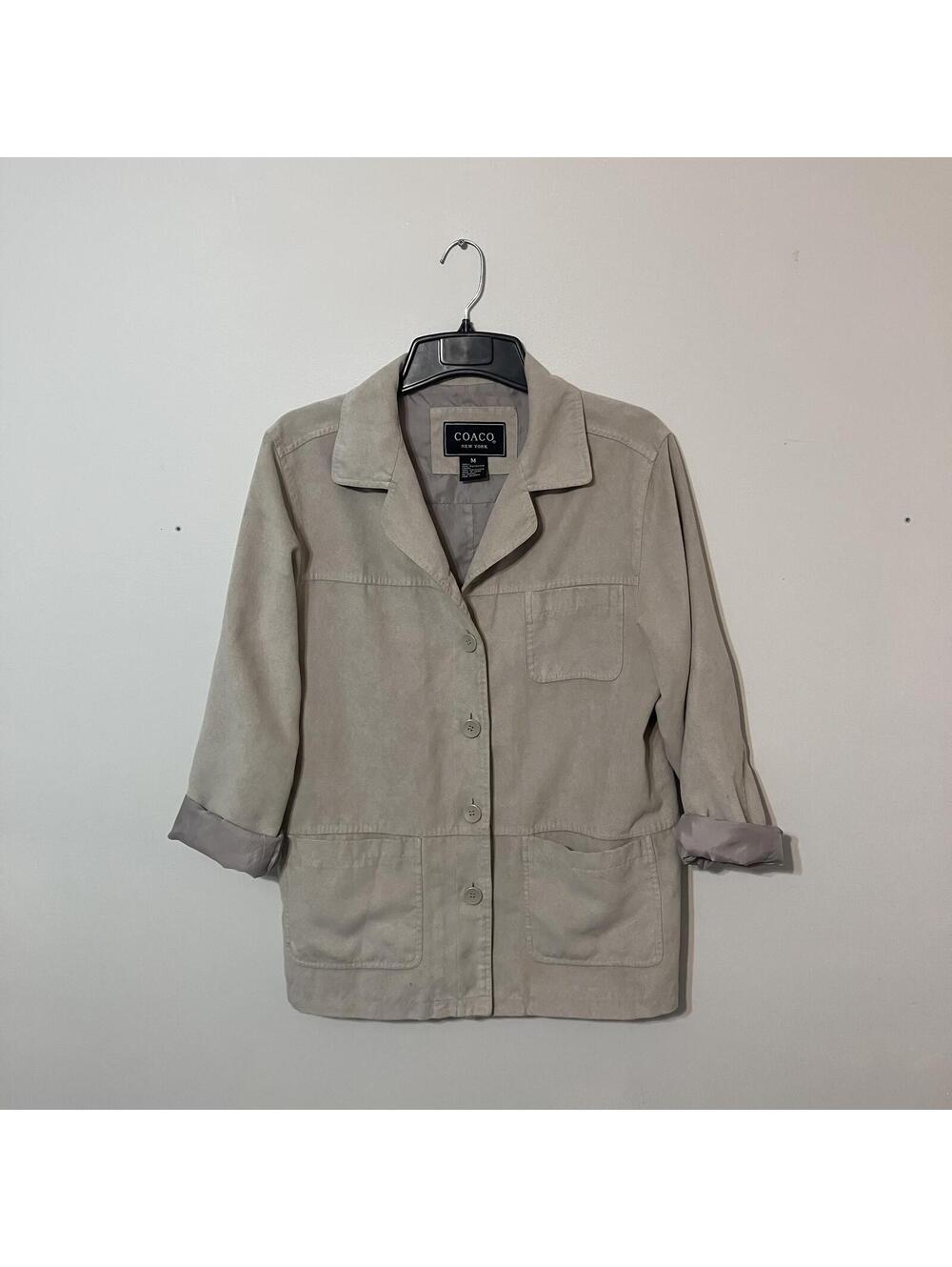 COACO New York Preppy Beige Button-Up Utility Trench Coat Style Jacket Medium